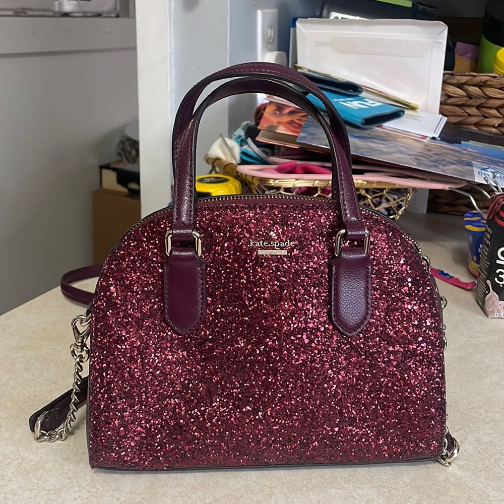 Kate Spade Burgundy Glitter Crossbody Bag
